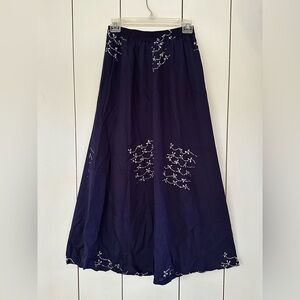 VTG Asia Craft A-line Skirt Sz S Reverse Print on Swiss Dot Fabric Boho Festival